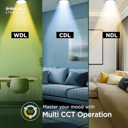 Bajaj Polycarbonate Hyperion LED Multi CCT Panel | 5W Square LED Surface Light | Modern Multicolor Lights for Living Room, Bedroom and Hall | White Body (Pack of 2) - Image 4