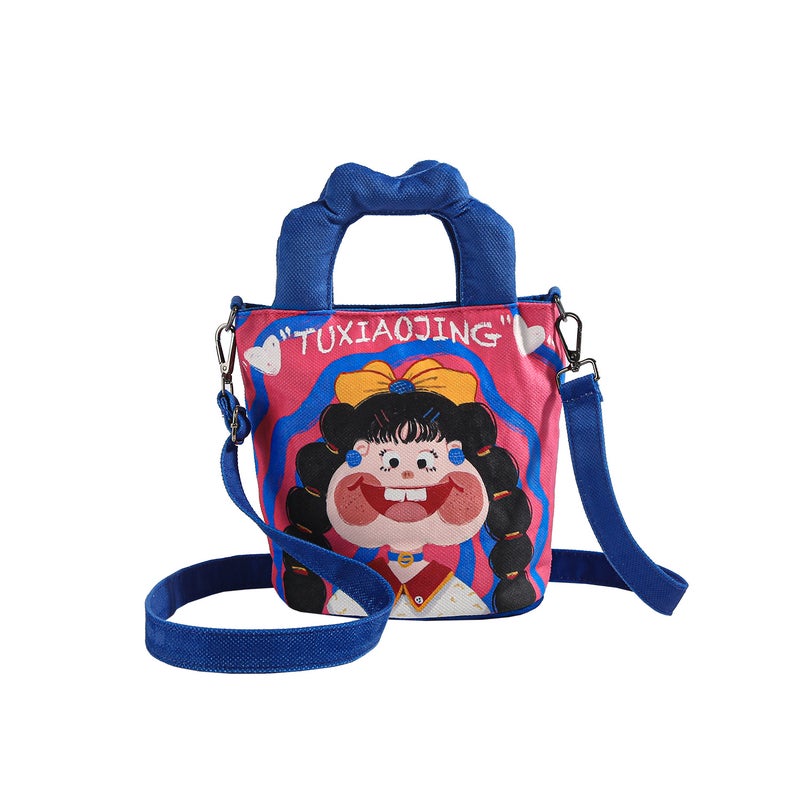 Cute Canvas Bucket Bag for Women, Shoulder Crossbody Handbag - Image 5