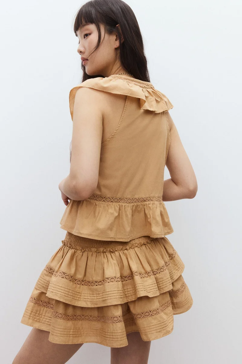 اتش اند ام Frill-trimmed cotton vest top