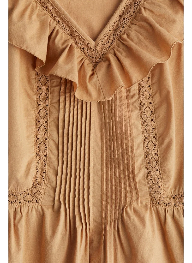 H&M Frill-trimmed cotton vest top