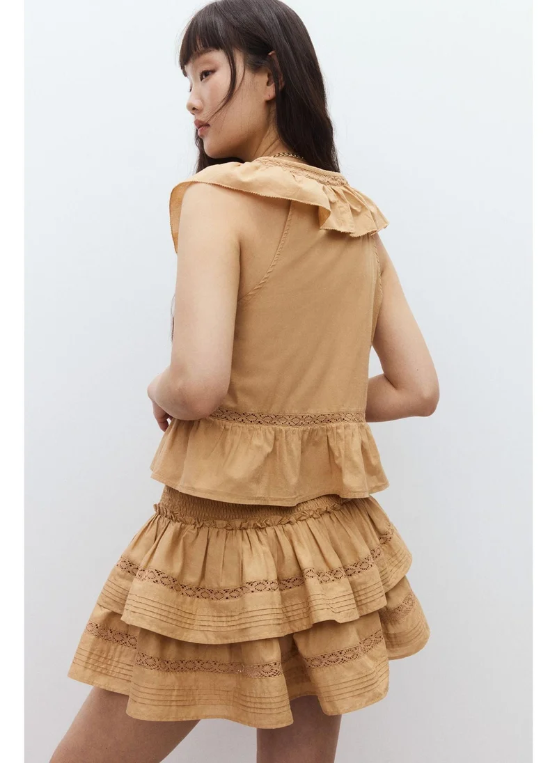H&M Frill-trimmed cotton vest top
