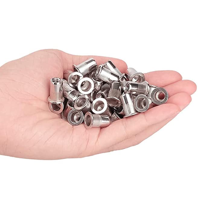 TheMujtaba (M6x15) Rivet Nut Insert Nutsert Carbon Steel Imported Export Quality | Flat Head Threaded Rivet Nut Furniture for Elevators Automobiles Switches [25pcs] - Image 2