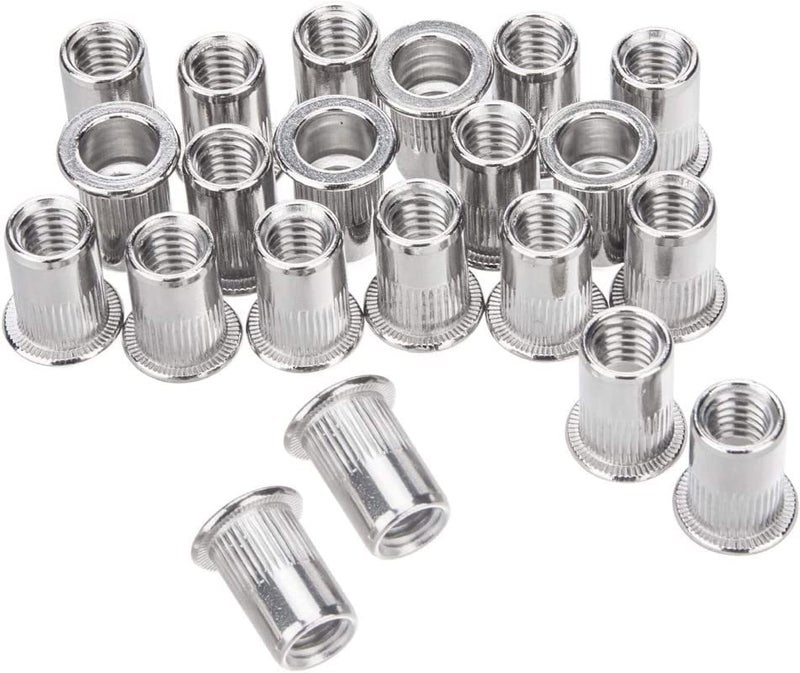 TheMujtaba (M6x15) Rivet Nut Insert Nutsert Carbon Steel Imported Export Quality | Flat Head Threaded Rivet Nut Furniture for Elevators Automobiles Switches [25pcs] - Image 5