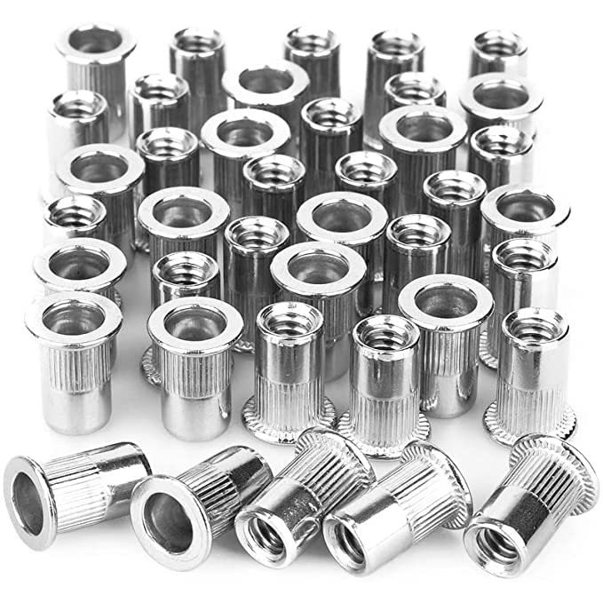 TheMujtaba (M6x15) Rivet Nut Insert Nutsert Carbon Steel Imported Export Quality | Flat Head Threaded Rivet Nut Furniture for Elevators Automobiles Switches [25pcs] - Image 1