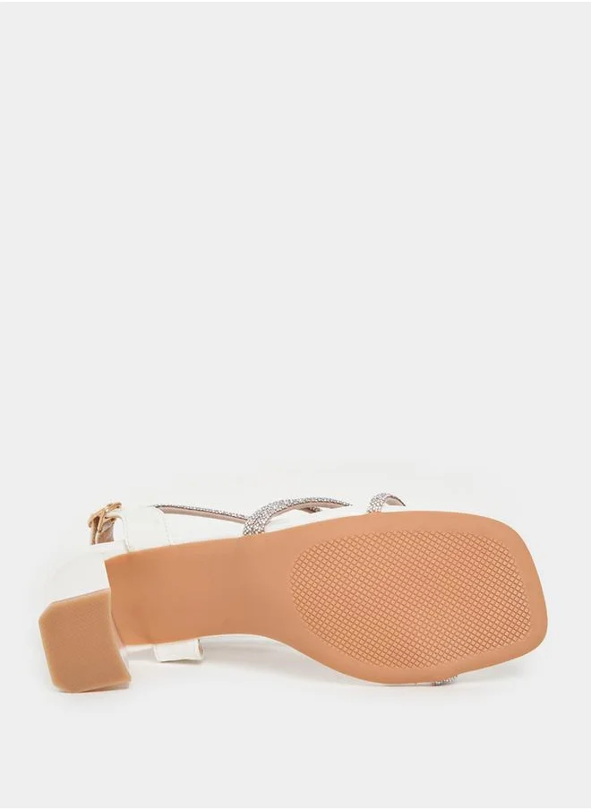 ستايلي Sparkle Strap Block Heel Sandals