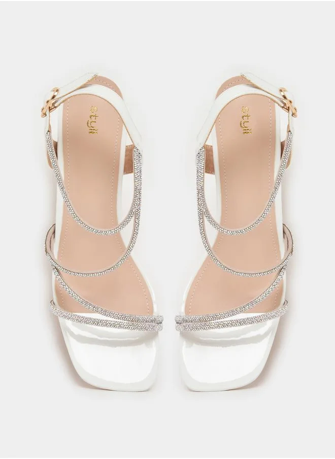 ستايلي Sparkle Strap Block Heel Sandals