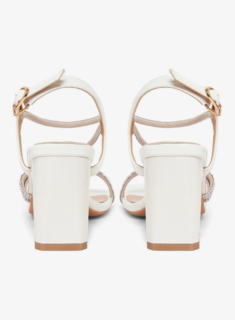 Styli Sparkle Strap Block Heel Sandals - Image 4