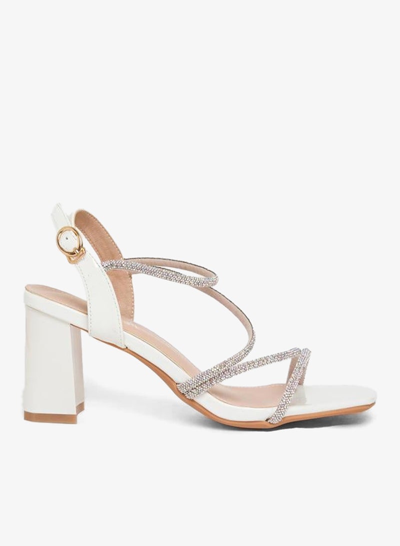 Styli Sparkle Strap Block Heel Sandals - Image 1