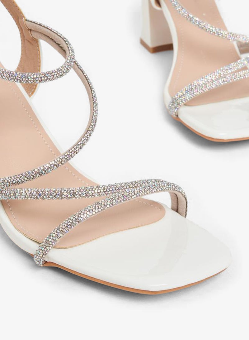Styli Sparkle Strap Block Heel Sandals - Image 3
