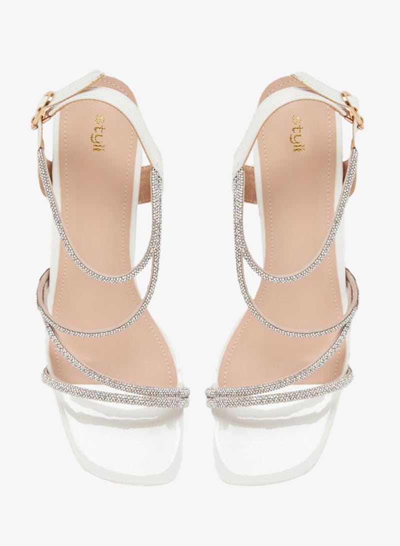 Styli Sparkle Strap Block Heel Sandals - Image 5