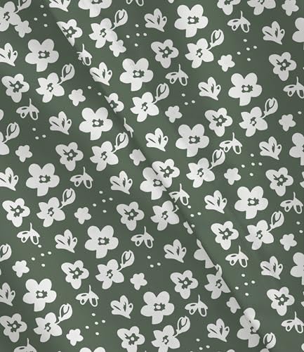 CGK Unlimited Duvet Cover Full Size Set Extra Soft Floral Duvet Cover 80 x 90 with 2 Pillow Shams Comfy Cozy Breathable Floral Bedding Set Hotel Luxury Fade Free with Zipper Closures Ties Green Meadow - Image 1