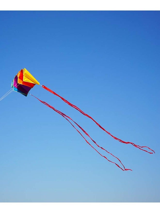 Besra Rainbow Parafoil Kite with 5m Long Tails Single Line Parachute Kite Easy to Fly Outdoor Fun Sports(34inch) - Image 1