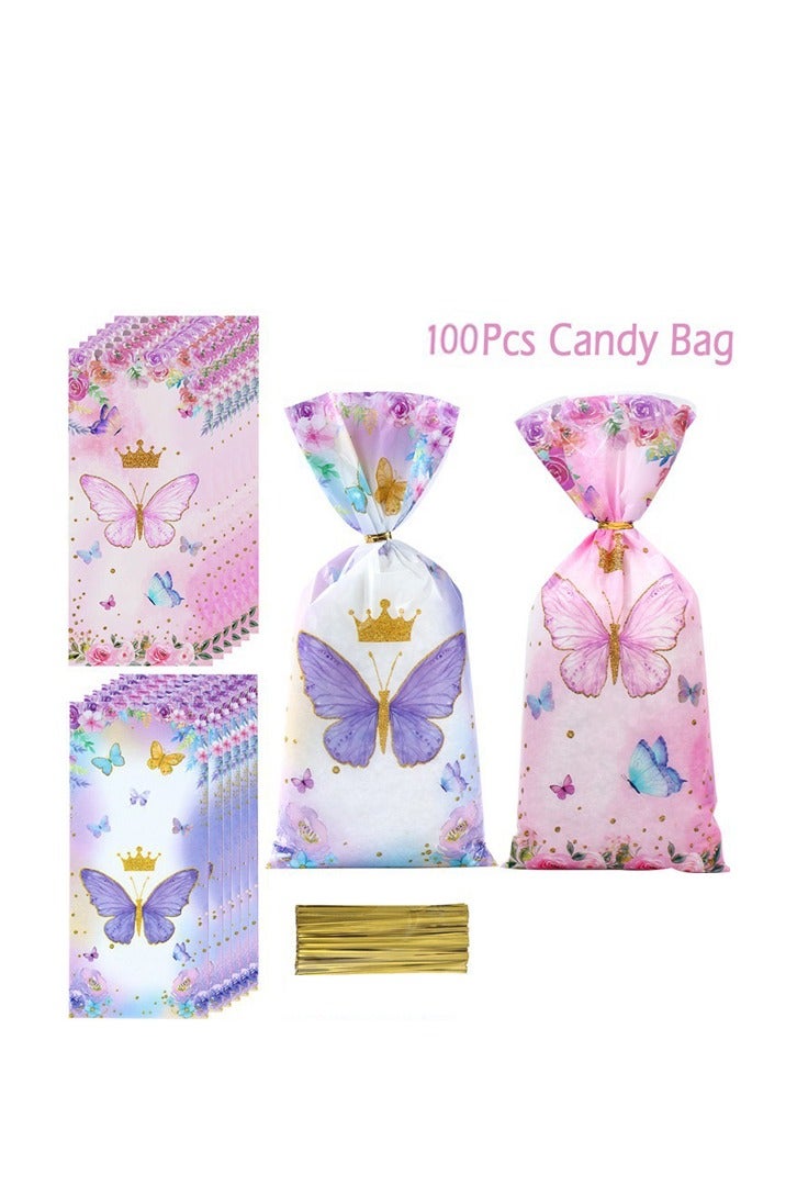 Zeemey 100pcs, Plastic Candy Bags, Theme Birthday Party Candy Bags, Gifts Biscuit Packing Bags, Baby Shower Party Supplies, Food Packaging Bag, Packaging Bag, Baking Shop Supplies, Baking Supplies, Party Supplies, Holiday Supplies - Image 1