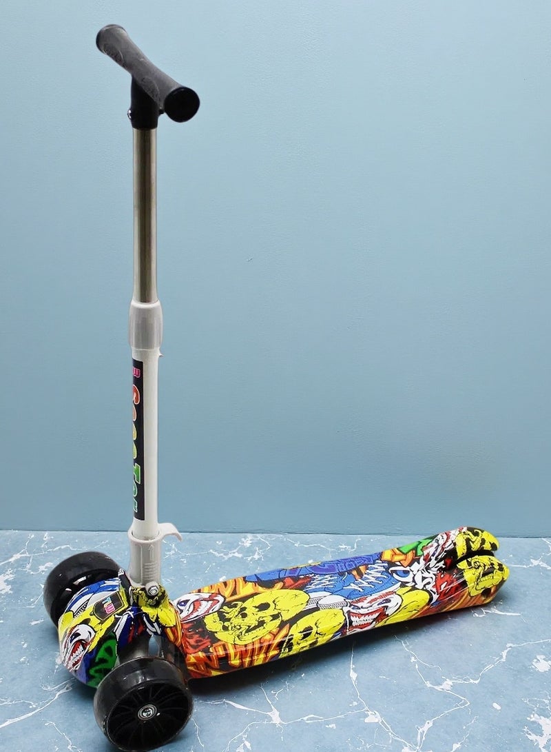 EASY FUTURE Kids Kick Scooter: Foldable Design, Height-Adjustable Handle, LED Wheels, Rear Brake for Ages 3-8 - Image 1