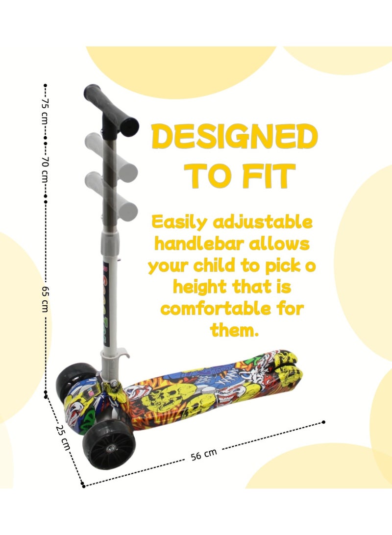 EASY FUTURE Kids Kick Scooter: Foldable Design, Height-Adjustable Handle, LED Wheels, Rear Brake for Ages 3-8 - Image 2