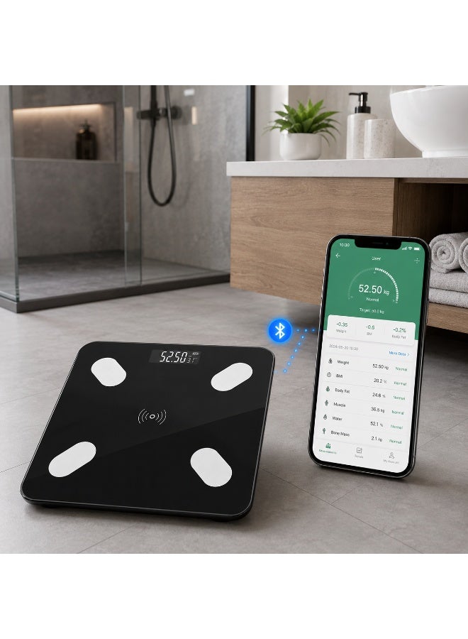 Bluetooth Smart Bathroom Body Composition Scale With Lcd Display, High Precision Weight & Body Analysis, 180Kg Capacity - Image 1