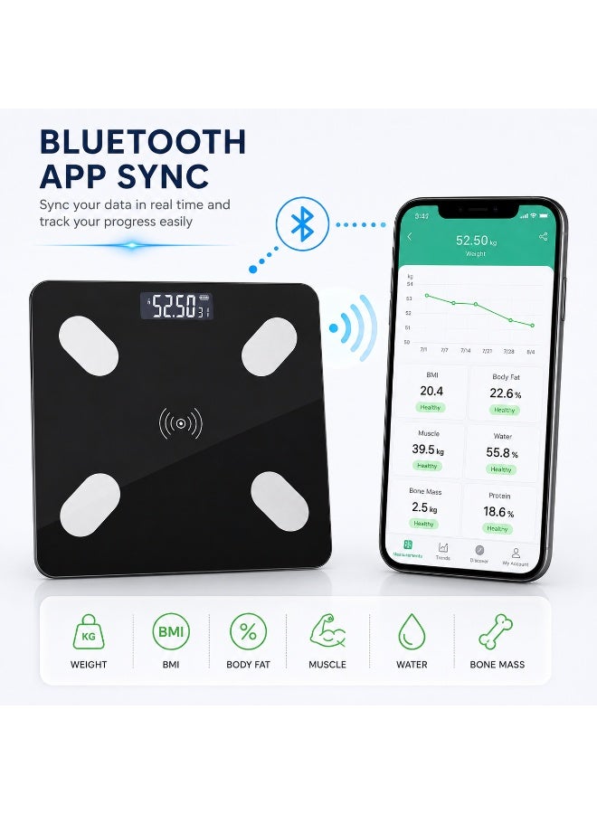 Bluetooth Smart Bathroom Body Composition Scale With Lcd Display, High Precision Weight & Body Analysis, 180Kg Capacity - Image 3