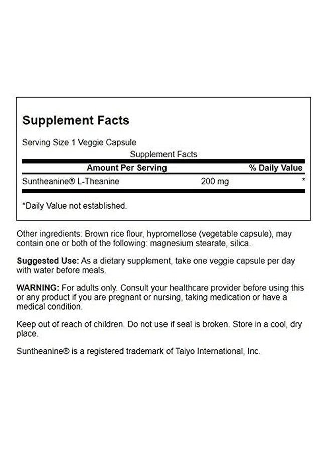 SWANSON Amino Acid Double Potency Suntheanine Ltheanine 200 Milligrams 60 Veg Capsules - Image 3