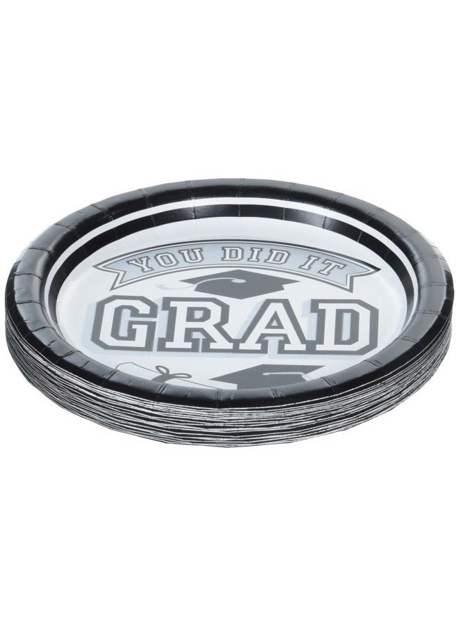 Amscan Graduation Plates - 6 3/4" | White | Round | 20 Pcs. - Image 1