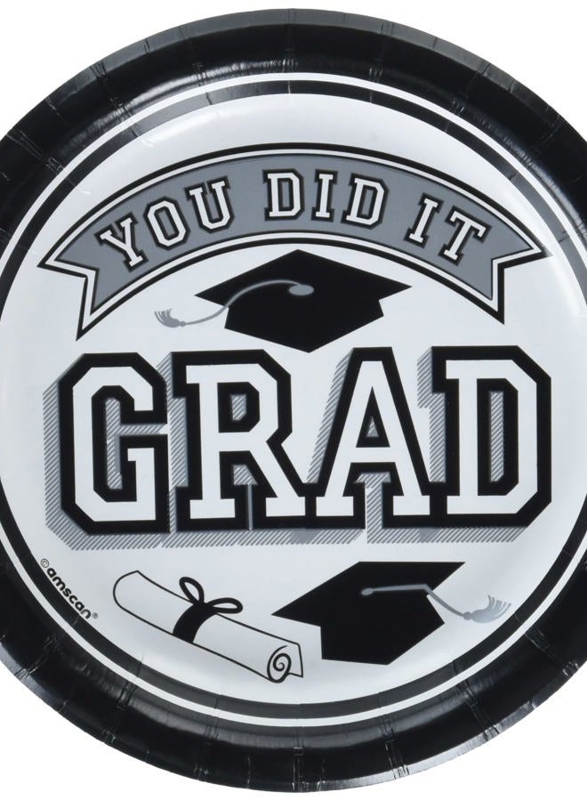 Amscan Graduation Plates - 6 3/4" | White | Round | 20 Pcs. - Image 2