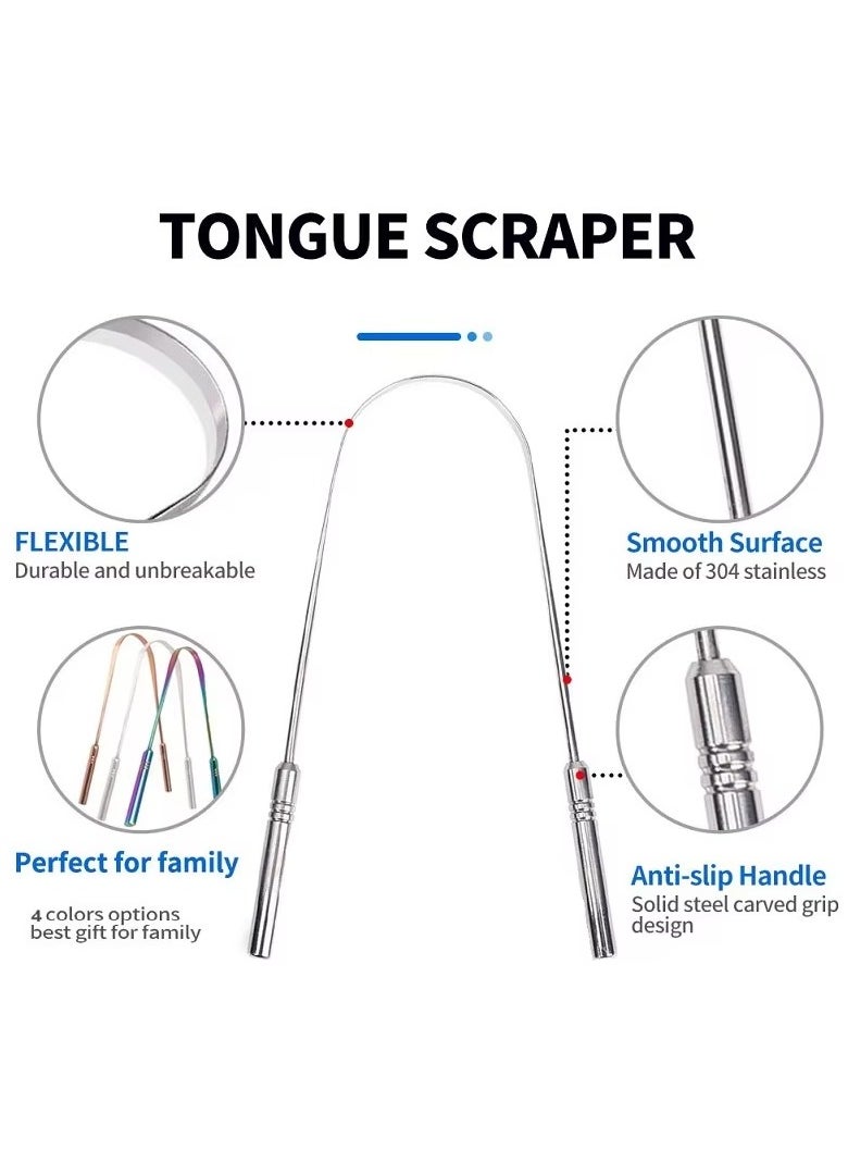 3 Colors Stainless Steel Tongue Scraper U-shaped Metal Fresh Breath Cleaning Coated Tongue Toothbrush Oral Hygiene Care Tools