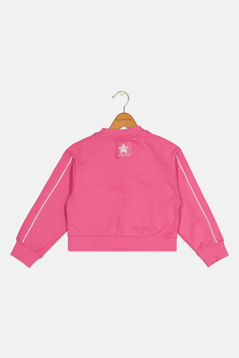 Overkids Kids Girl Stand Collar Full Zip Sweatshirt, Pink - Image 2