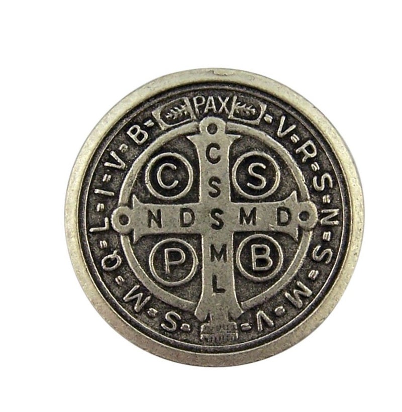 WJH Silver Tone Saint Benedict of Nursia Pocket Prayer Token Medal, 1 1/8 Inch by WJH - Image 4