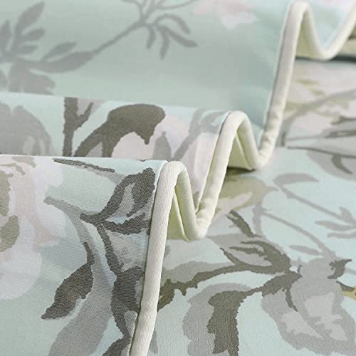 Brandream French Country Garden Toile Floral Printed Duvet Quilt Cover Cotton Bedding Set Asian Style Tapestry Pattern Chinoiserie Peony Blossom Tree Branches Multicolored Design (Queen,Mint Green) - Image 4