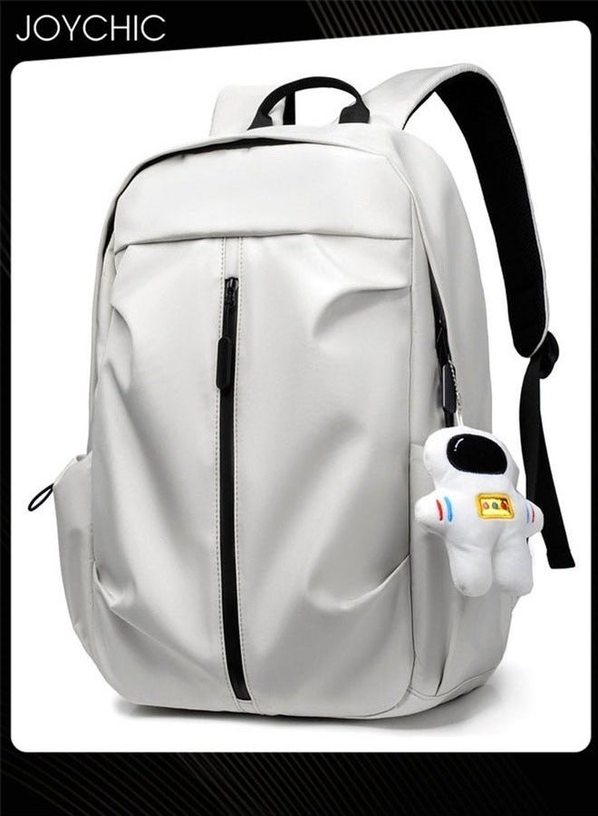Joychic حقيبة ظهر عمل مضادة للسرقة من البوليستر مقاومة للماء بسعة كبيرة حقيبة مدرسية مع قلادة رائد فضاء بيضاء للرجال والنساء - Image 4