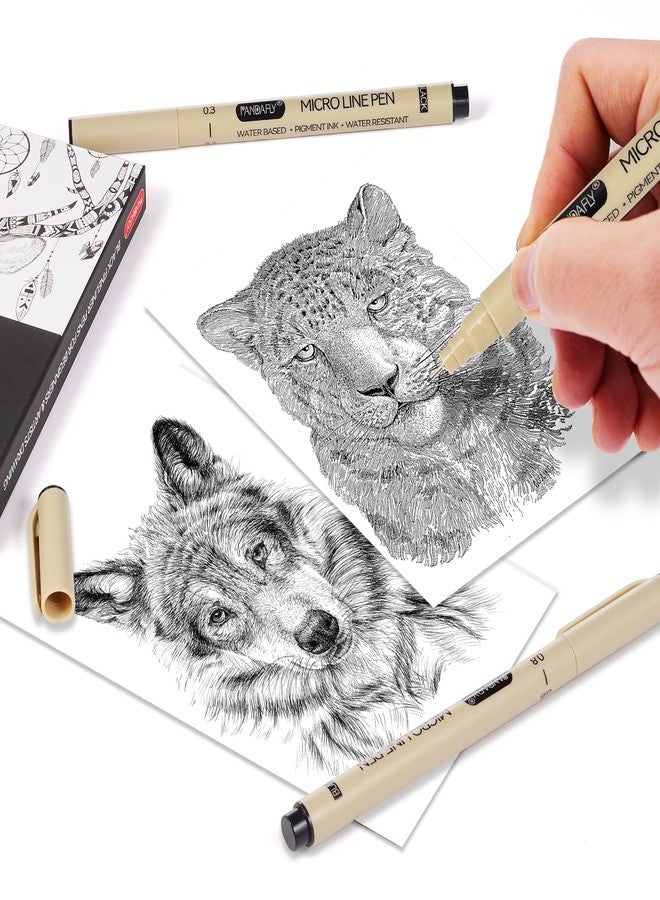 باندافلاي أقلام حبر دقيق للغاية من باندا فلاي، 9 مقاسات، حبر مقاوم للماء يدوم طويلاً، أقلام فنية متعددة الخطوط سوداء للرسم والتخطيط والرسم بالألوان المائية والتوضيح ورسم الكتاب المقدس والأنمي والمانغا - Image 3