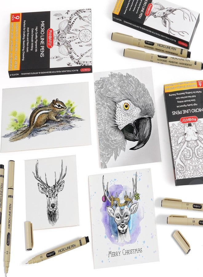 باندافلاي أقلام حبر دقيق للغاية من باندا فلاي، 9 مقاسات، حبر مقاوم للماء يدوم طويلاً، أقلام فنية متعددة الخطوط سوداء للرسم والتخطيط والرسم بالألوان المائية والتوضيح ورسم الكتاب المقدس والأنمي والمانغا - Image 5