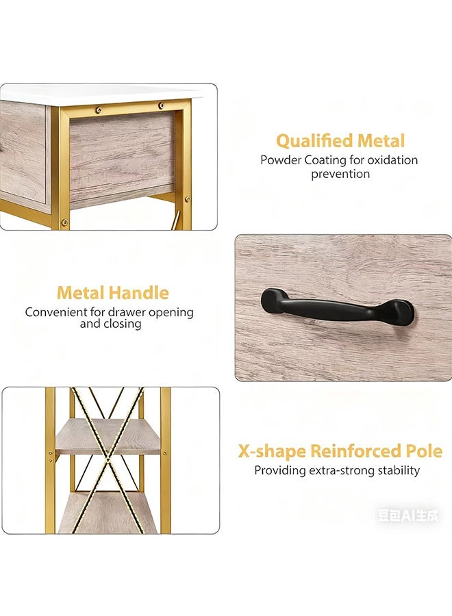 JCB CHIC Console Table with  Drawers,3-Tier Entryway Table with Storage Shelves,100×30×81CM Sofa Table Hallway Table Entrance Table for Entryway, Hallway, Couch, Living Room, Kitchen, Foye - Image 4