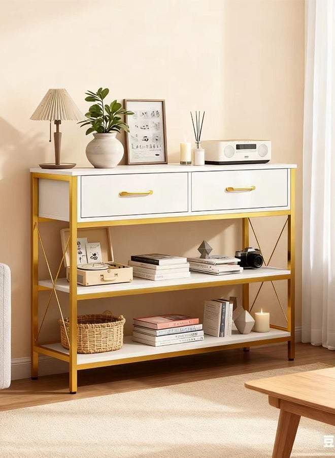 JCB CHIC Console Table with  Drawers,3-Tier Entryway Table with Storage Shelves,100×30×81CM Sofa Table Hallway Table Entrance Table for Entryway, Hallway, Couch, Living Room, Kitchen, Foye - Image 1