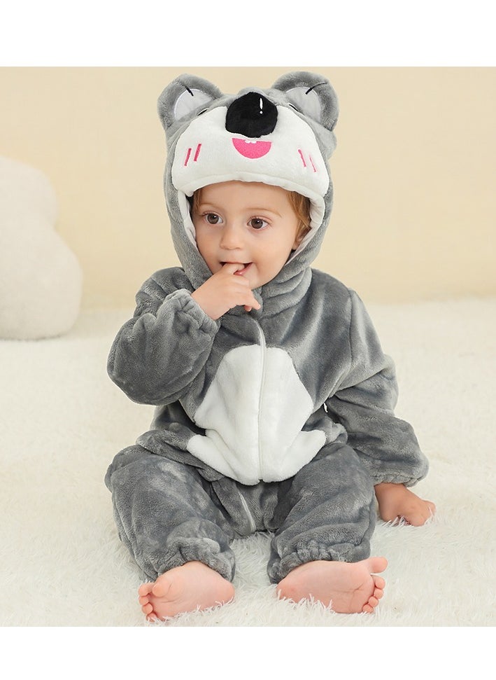 Loquat - Flannel Children's Climbing Clothes Baby Autumn Winter Long Sleeved Clothes Jumpsuit Newborn Cartoon Jumpsuit - Image 1