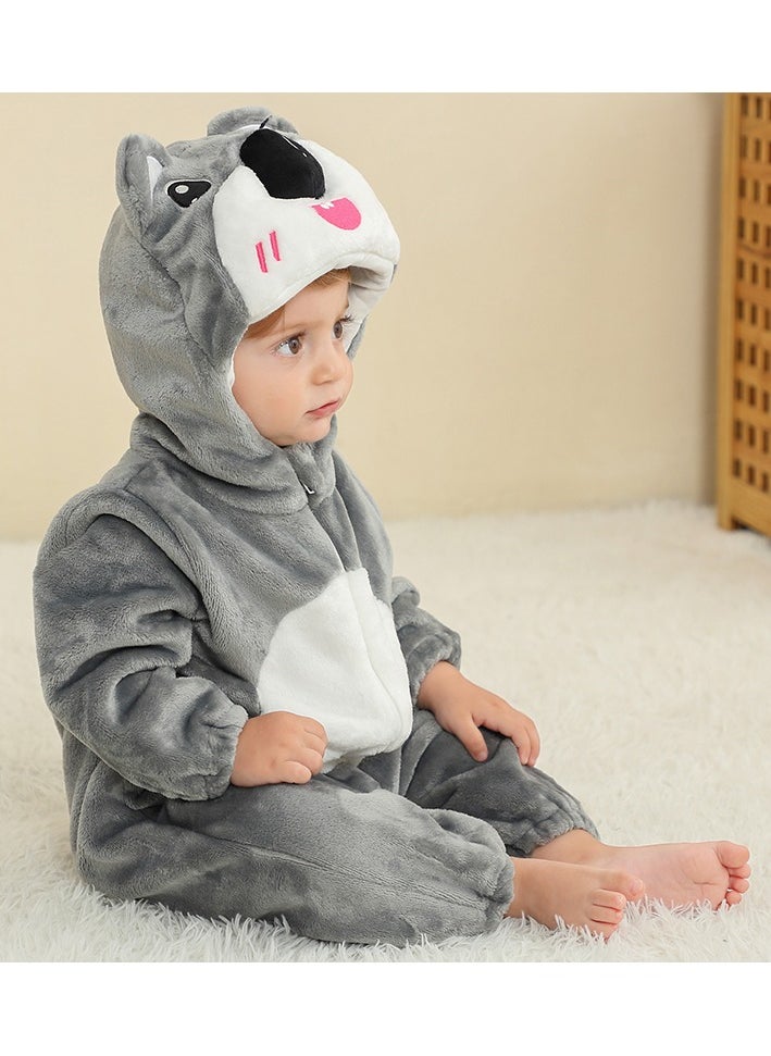 Loquat - Flannel Children's Climbing Clothes Baby Autumn Winter Long Sleeved Clothes Jumpsuit Newborn Cartoon Jumpsuit - Image 1