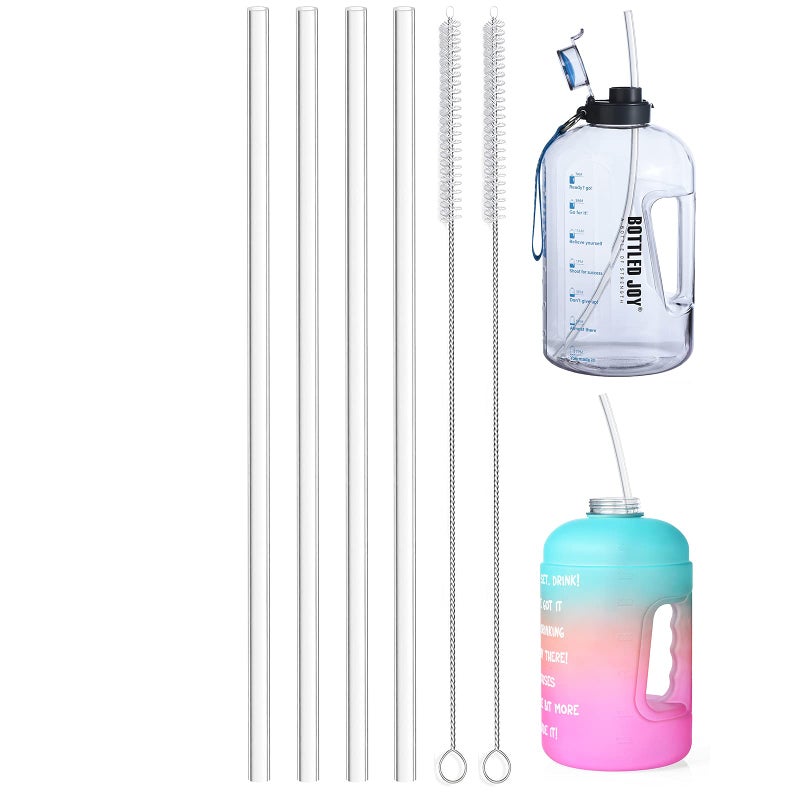 ALINK 15 inch Extra Long Reusable Clear Silicone Straws, 4-Pack Flexible Straws for Stanley 40 oz Tumbler, 1 Gallon Water Bottle, Wine Bottle, 128 64 oz Tumbler with Brush - Image 1