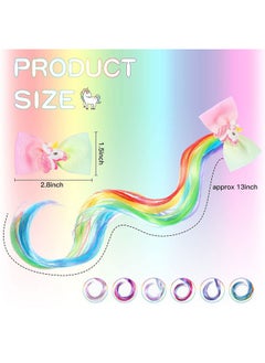 Mtlee 12 Pieces Unicorn Hair Clips Princess Curly Hair Extensions Unicorn Hair Accessories For Girls Rainbow Bows Extensions For Kids Halloween Cosplay Dress Hair Decoration 6 Colors()  - Image 3