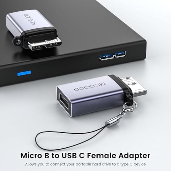 MOGOOD USB C TO MICRO B ADAPTER - FAST DATA TRANSFER, UNIVERSAL COMPATIBILITY WITH EXTERNAL HARD DRIVES, SMARTPHONES, TABLETS, AND CAMERAS - SMALL, LIGHT, PORTABLE DESIGN - Image 3