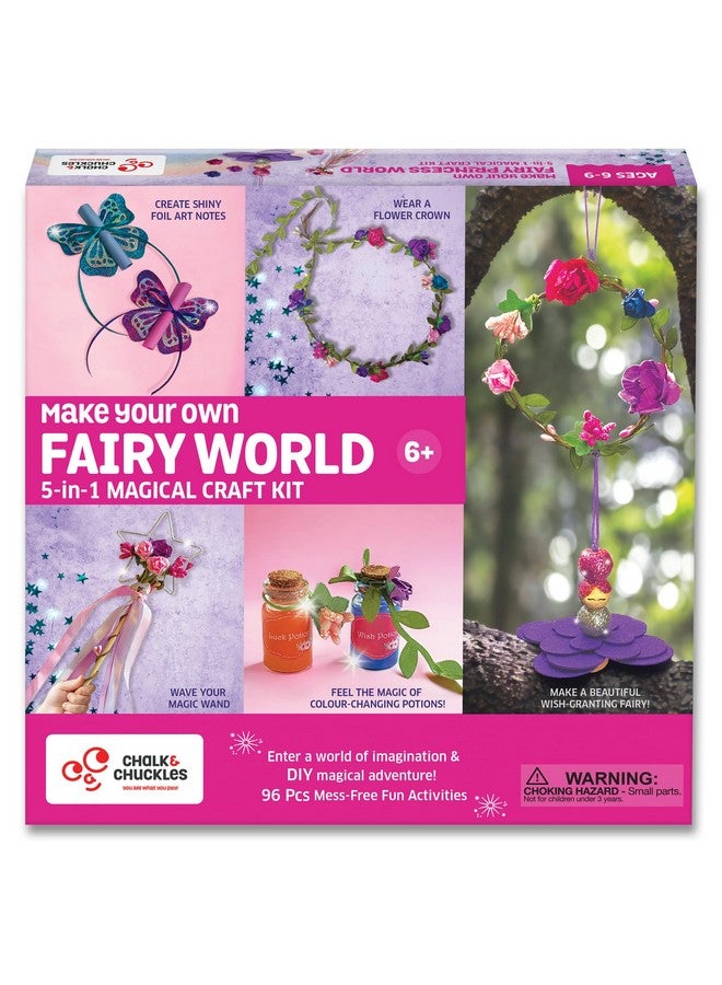 Chalk and Chuckles Paper Art and Craft Kit,Make Your Own Fairy Princess World,5-in-1 DIY Creative Activity Kit for Kids,Gifts for Girls,Boys Ages 4,5,6,7,8,9-Magical Toys for Kids,Multicolor - Image 1