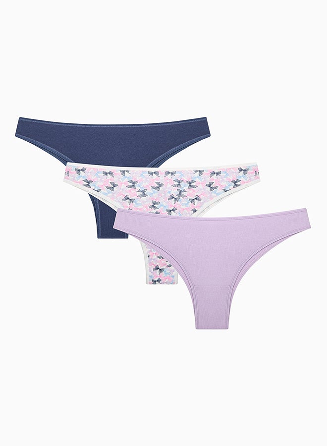 Penti Pretty Bows Cotton 3in1 Multi-Colour Brazilian Slips  - Image 1