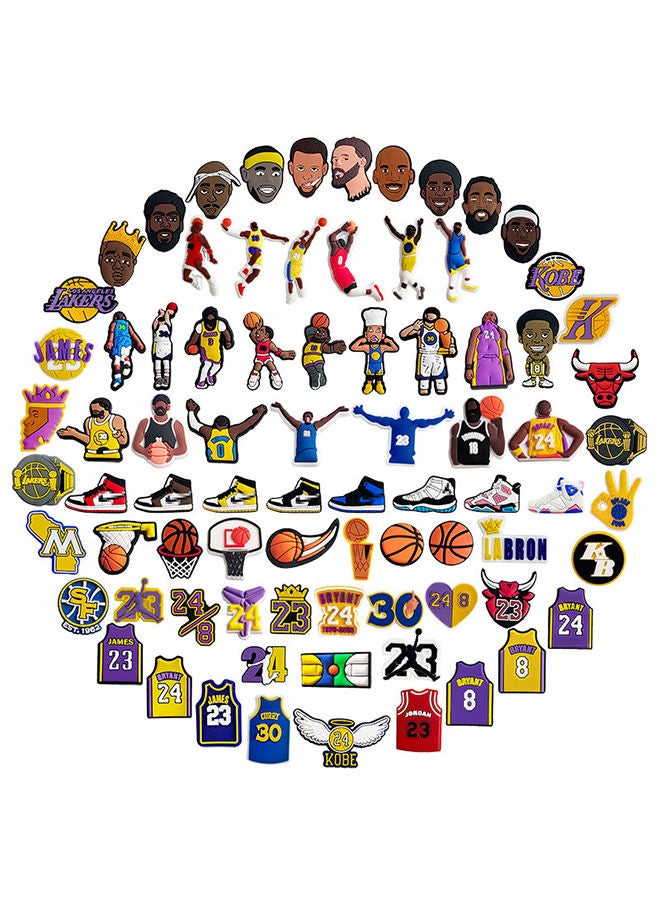 S-Color 80pcs Basketball Croc Charms PVC Basketball Croc Charm Sport Croc Charms for Boys Teens Man Shoe Charms Decor Party Favors Set - Image 1