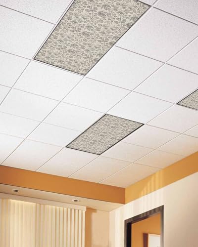 Wowouhiya 3 Pack Fluorescent Light Cover for Ceiling Lights Grey Floral Magnetic Classroom Light Filters 4x2 Feet Modern Vintage Flowers Pastoral Botanical Decorative Ceiling Light Covers for Office - Image 3