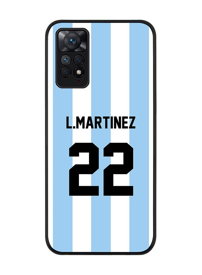Stylizedd Rugged Black edge case for Redmi Note 11 4G/Redmi Note 11S Slim fit Soft Case Flexible Rubber Edges Anti Drop TPU Gel Thin Cover - Football Team - Argentina Player Name - L.Martinez - Image 1