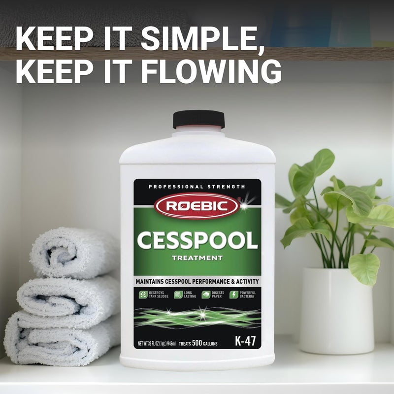 Roebic K-47-Q Cesspool Treatment: Prevents Clogging, Buildup, Exclusive Bacteria Digests Paper, Destroys Sludge - 32 Ounces, White/Green - Image 5