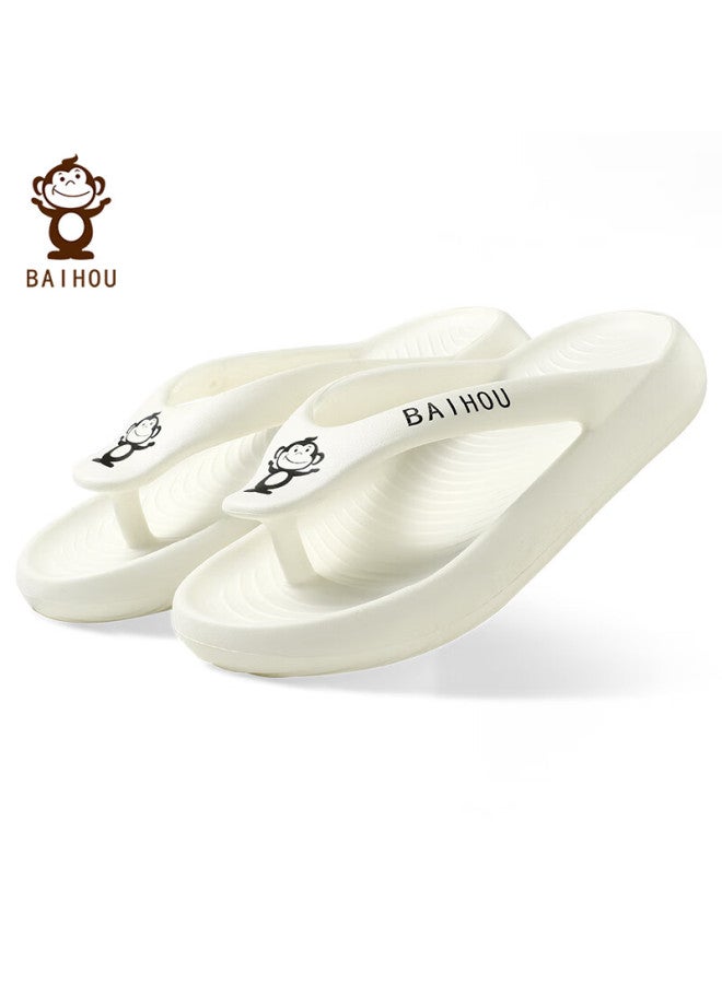 Baihou Summer Flip-flops For Men And Women Students, Soft-soled Thick Indoor Sandals, R-18 White 40-41 - Image 1