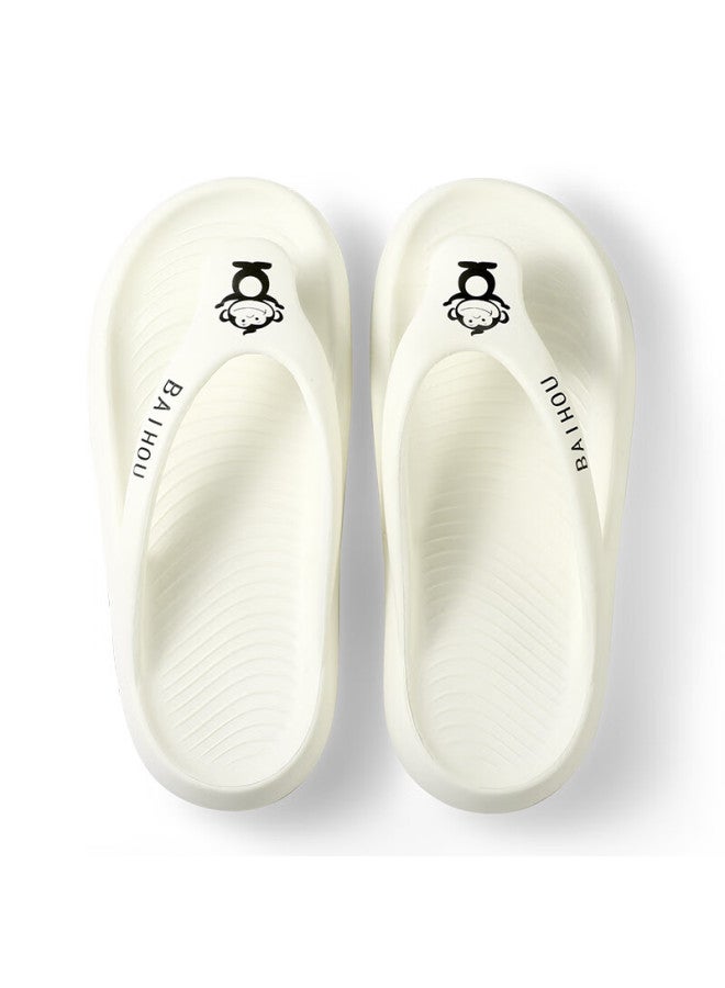 Baihou Summer Flip-flops For Men And Women Students, Soft-soled Thick Indoor Sandals, R-18 White 40-41 - Image 5