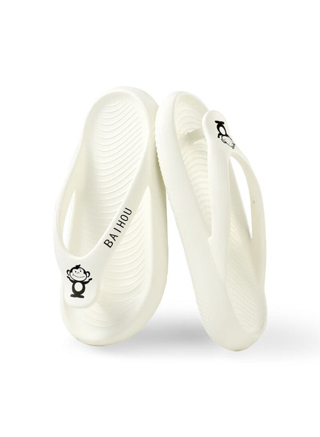 Baihou Summer Flip-flops For Men And Women Students, Soft-soled Thick Indoor Sandals, R-18 White 40-41 - Image 4