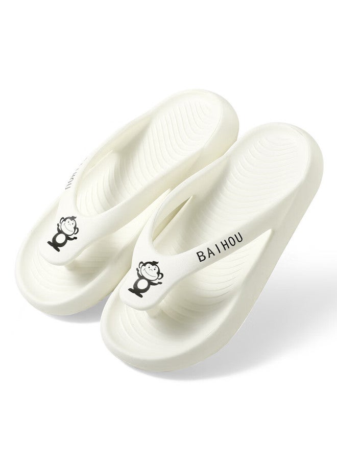 Baihou Summer Flip-flops For Men And Women Students, Soft-soled Thick Indoor Sandals, R-18 White 40-41 - Image 3