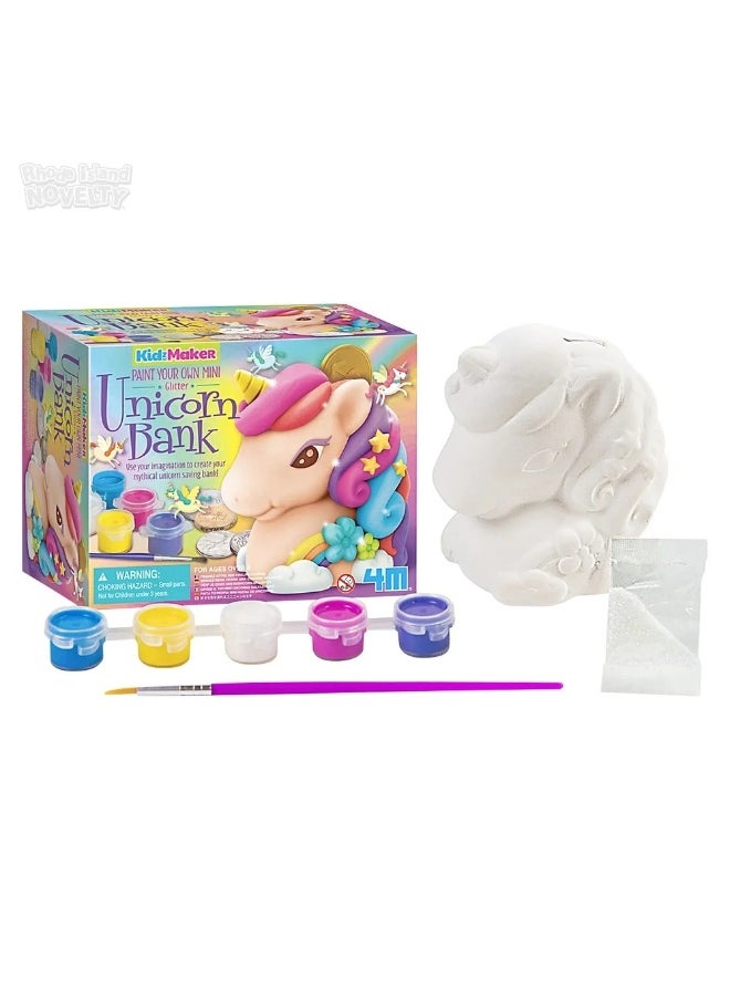 4m 4M KidzMaker Paint Your Own Mini Glitter Unicorn Bank Activity Kit  - Image 2