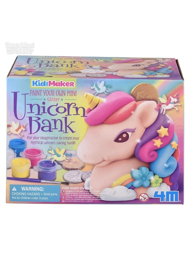 4m 4M KidzMaker Paint Your Own Mini Glitter Unicorn Bank Activity Kit  - Image 1